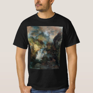 Vintage Landschaft Wasserfall im Val Piora T-Shirt