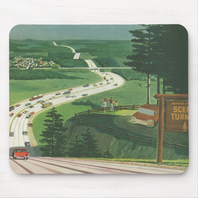 Vintage Landschaftliche amerikanische Autobahnen,  Mousepad (Vorne)