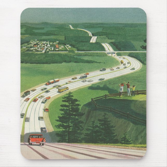 Vintage Landschaftliche amerikanische Autobahnen,  Mousepad (Vorne)
