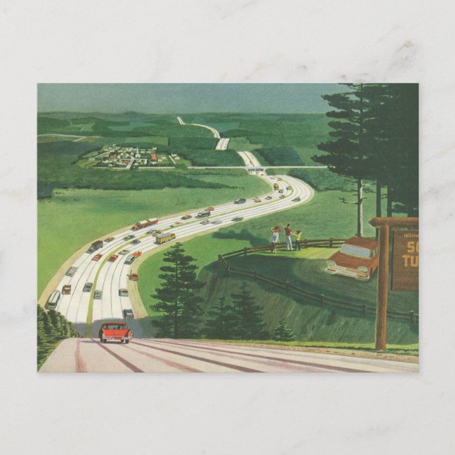Vintage Landschaftliche Reisemobile, Adresswechsel Ankündigungspostkarte (Vorderseite)