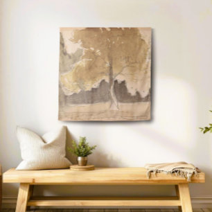 Vintage Landschaftsmalerei, neutrale Hütte Wandteppich