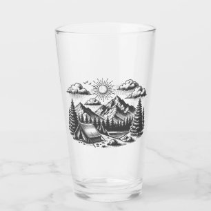 Vintage Landschaftszeichnung für die Hochzeit Glas