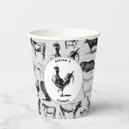 Vintage Landtiere Rustikale Collage Pappbecher