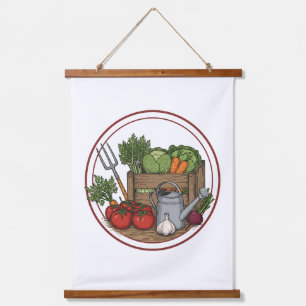 Vintage-Landwirtschaft-Frische-Gemüse-Kiste-Plakat Wandteppich Mit Holzrahmen