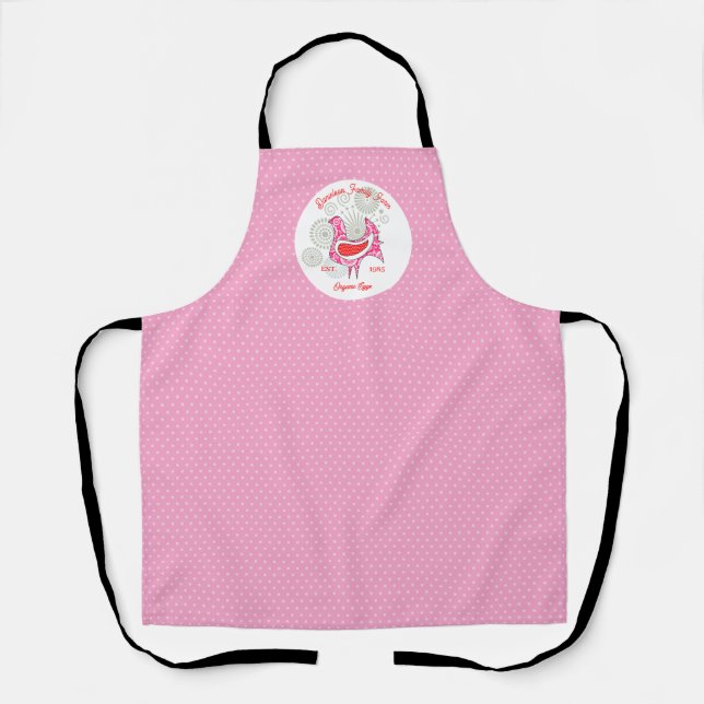 Vintage landwirtschaftliche Eier Rustikal Pink Hen Schürze (Vorderseite)