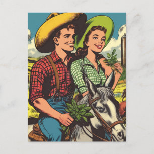 Vintage landwirtschaftliche Liebe Paar Comicen Postkarte