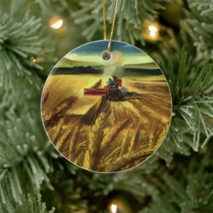 Vintage landwirtschaftlicher Landwirtschaftsbetrie Keramikornament