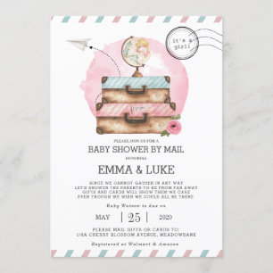 Vintage-Langstrecken-Baby-Party per Postkarte