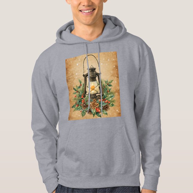 Vintage lantern christmas holly pine winter cozy  hoodie (Vorderseite)