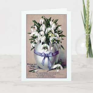 Vintage large Easter egg vase and lilies; poem Feiertagskarte
