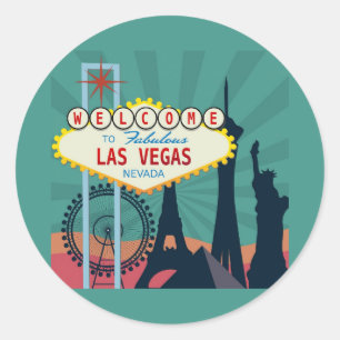 Vintage Las Vegas Nevada Retro Reise Runder Aufkleber