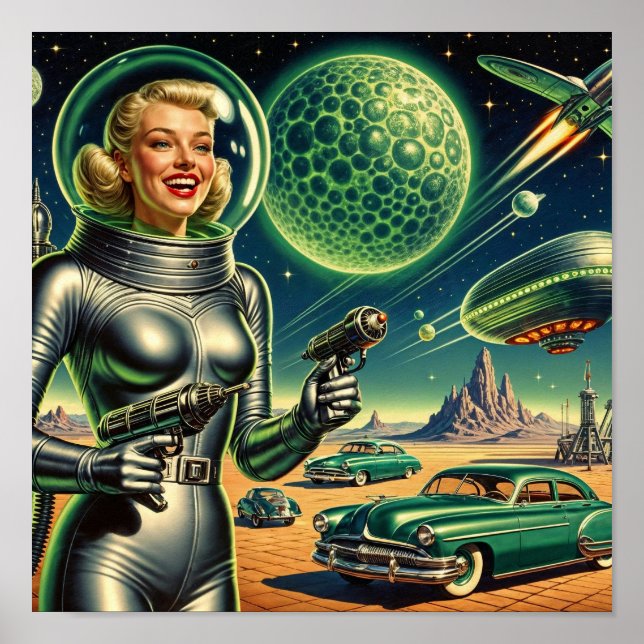 Vintage Laser Beam Pin-Up  Poster (Vorne)
