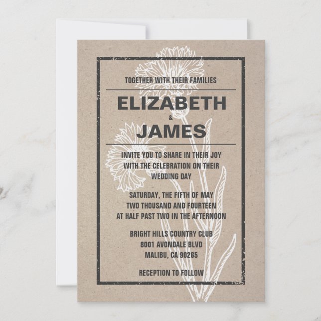 Vintage Lässige Hochzeitseinladungen Einladung (Vorderseite)