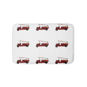 Vintage Lastkraftwagen mit rotem Feuer, Badematte