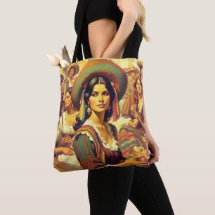 Vintage-Lateinamerikanerin beim Malen Tasche