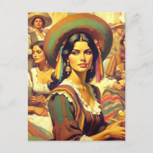 Vintage Latina Frauenmalerei Postkarte