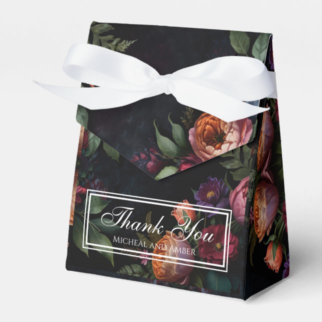 Vintage launische dunkle blumenblühende Rose Geschenkschachtel (Vorderseite)