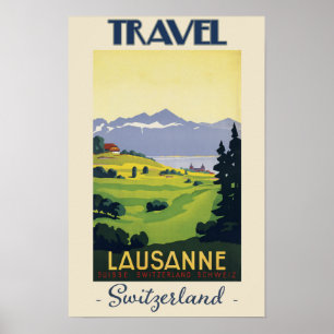 Vintage Lausanne Schweiz  Poster