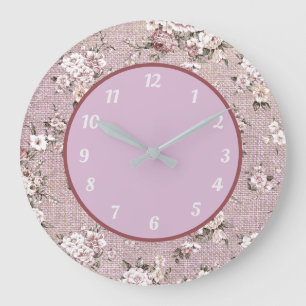 Vintage-Lavendel-Blumendesign Große Wanduhr