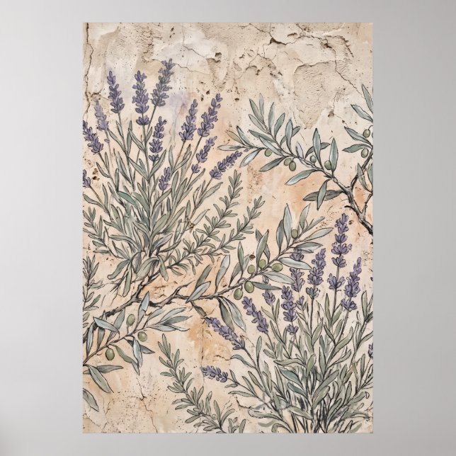 Vintage-Lavendel-Botanikposter Poster (Vorne)