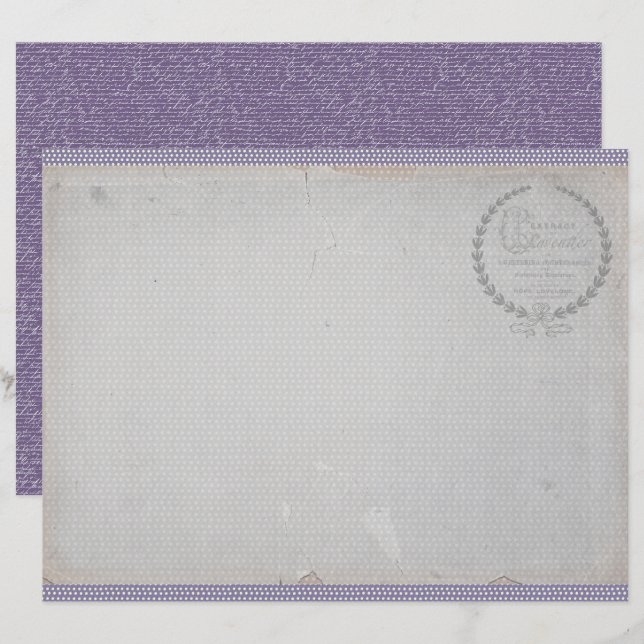 Vintage-Lavendel-Journalpapierblatt (Vorne/Hinten)