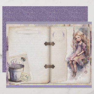 Vintage-Lavendel-Journalpapierblatt