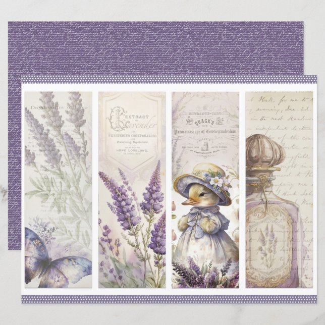 Vintage-Lavendel-Journalpapierblatt (Vorne/Hinten)