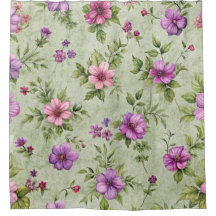 "Vintage-Lavendel-Lila-Blumen-Duschvorhang"