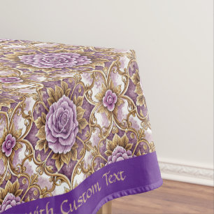 Vintage-Lavendelrosen Gold Elegant Personalisierba Tischdecke