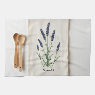 Vintage Lavender Botanical Watercolor Linen Geschirrtuch