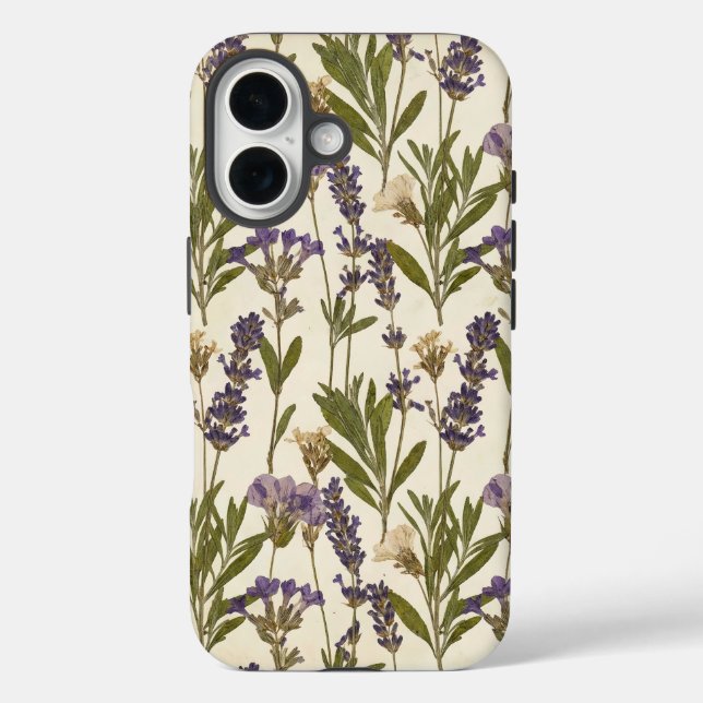 Vintage Lavender Herbarium Botanical iPhone Case (Rückseite)
