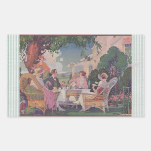 Vintage Lawn Gathering Rechteck Stickers