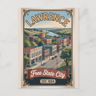 Vintage Lawrence Kansas Retro-Reise Postkarte