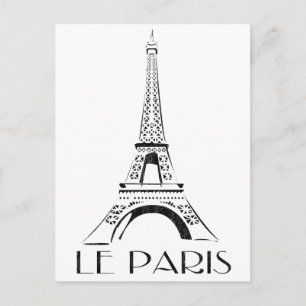 vintage le paris eiffelturm postkarte