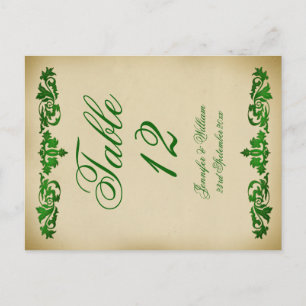 Vintage Leaf Scroll Hochzeit Tischnummer Postkarte