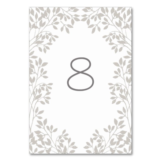 Vintage Leafy-Rahmen-Hochzeit Tischnummer (Vorderseite)