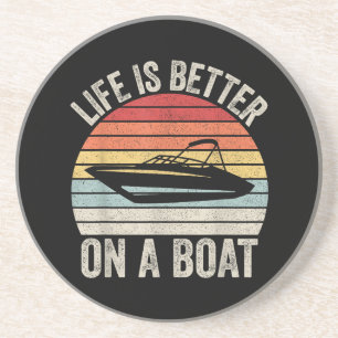 Vintage Leben ist besser auf einem Boot Kapitän Bo Getränkeuntersetzer