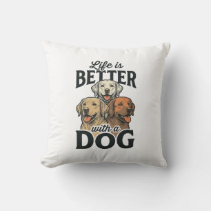 Vintage Leben ist besser mit einem Hund Vektordesi Kissen