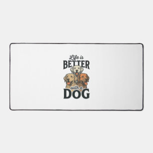 Vintage Leben ist besser mit einem Hund Vektordesi Schreibtischunterlage