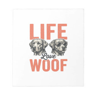 Vintage Leben Liebe Woof Hund Grafikdesign_1 Notizblock