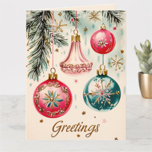 Vintage, lebendige Weihnachtsschmuck Karte