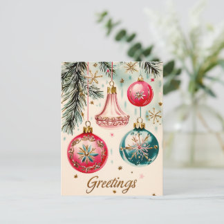 Vintage, lebendige Weihnachtsschmuck Postkarte