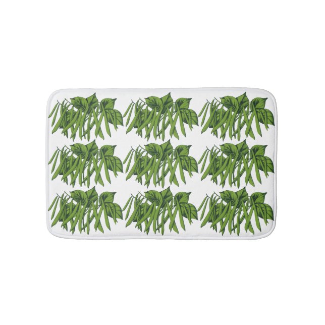 Vintage Lebensmittel, Bio grüne Bohnen Gemüse Badematte (Vorderseite)