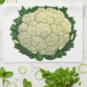 Vintage-Lebensmittel Gemüse Blumenkohl Geschirrtuch
