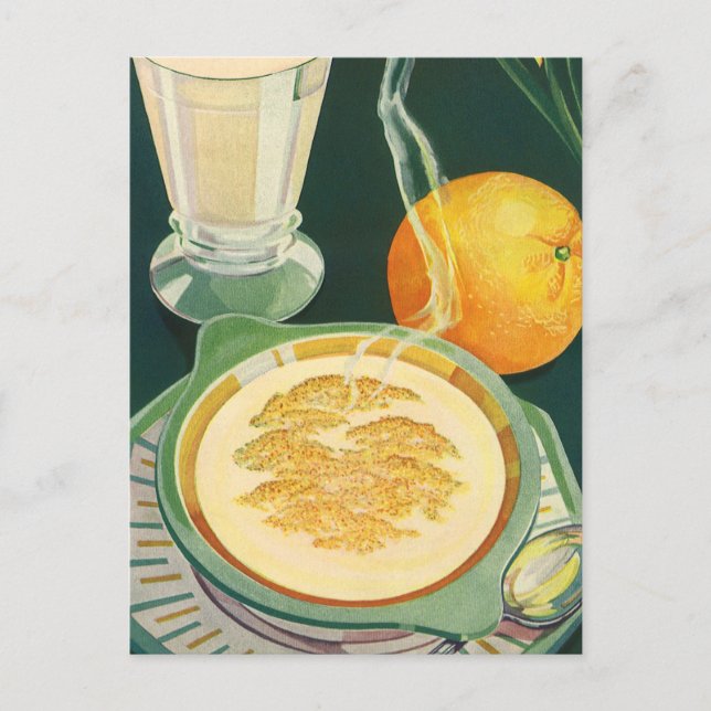 Vintage Lebensmittel, Getränke, gesundes Frühstück Postkarte (Vorderseite)