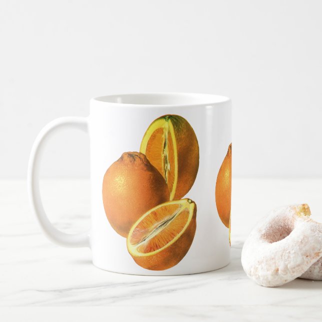 Vintage Lebensmittel, Obst Bio Frischfrische, gesu Kaffeetasse (Mit Donut)