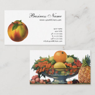 Vintage-Lebensmittel Obst, reife Bio-Pfirsich mit  Visitenkarte