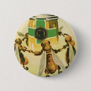 Vintage-Lebensmittel, organische Honigbienen tanze Button