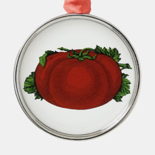 Vintage-Lebensmittel, reife Tomate, Gemüse und Obs Ornament Aus Metall