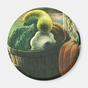 Vintage Lebensmittel, Winterquasch, Kürbis und Äpf Magnet